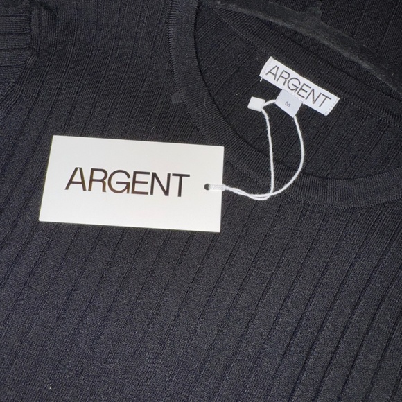 Argent Merino Wool Ribbed Sweater Midi Maxi Dress Black Medium NWT - Picture 4 of 8